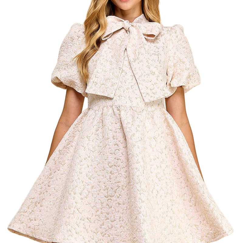 Puff Sleeve Bow Dress