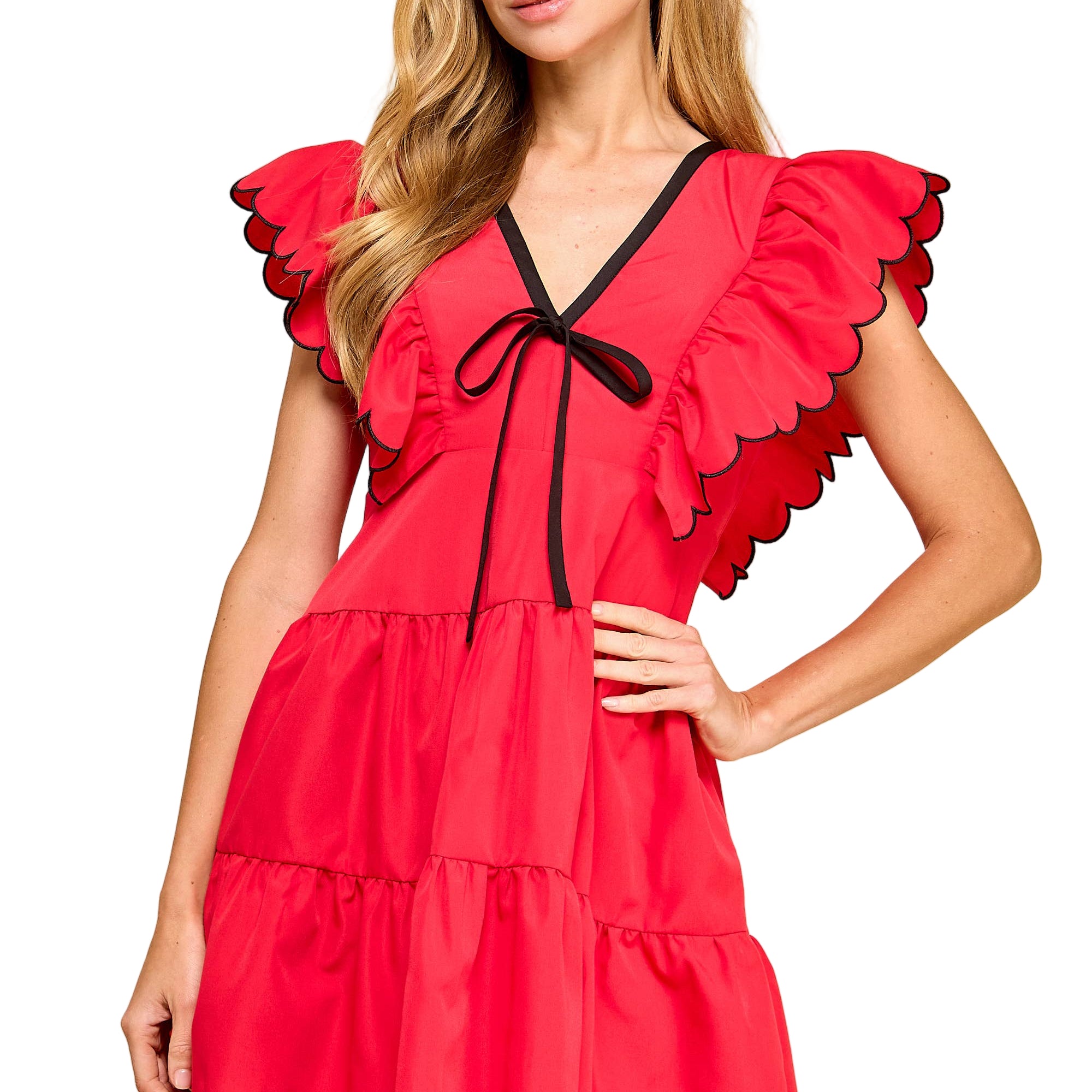 Red Zone Ruffle Dress