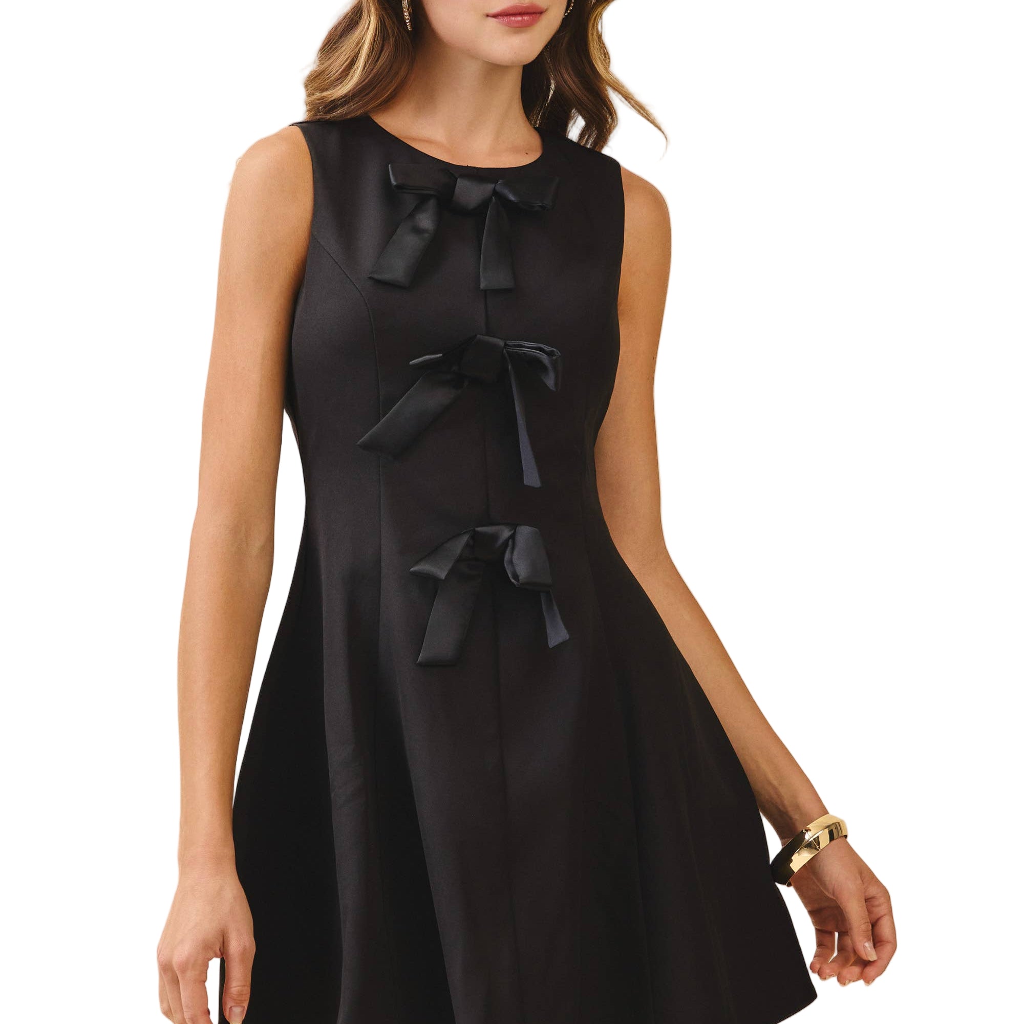 Front Triple Bow Accent Dress